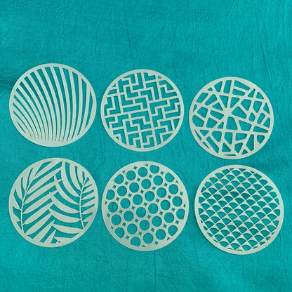 Set #1 Round Stencils 6 patterns for polymer clay art jewelry mixed media - Polymer Clay TV tutorial and supplies