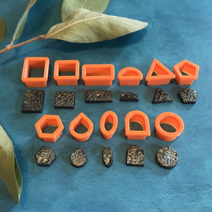 Geo Earring Stud polymer Clay Cutters Mini small 11 basics geometric - Create Along 