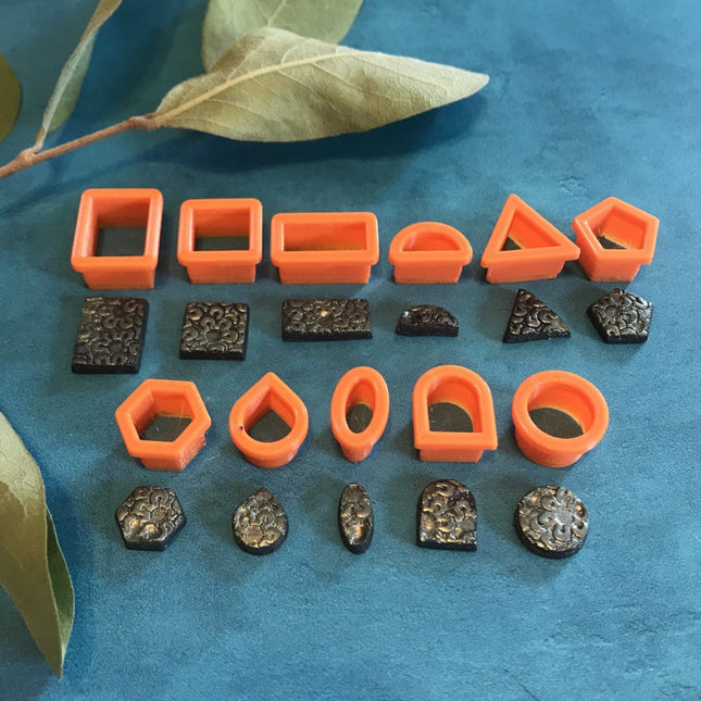 Geo Earring Stud polymer Clay Cutters Mini small 11 basics geometric - Create Along 
