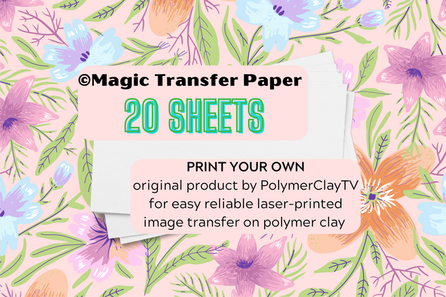 © Magic Transfer Paper 20 sheets images on polymer clay dissolving laser only - Create Along 