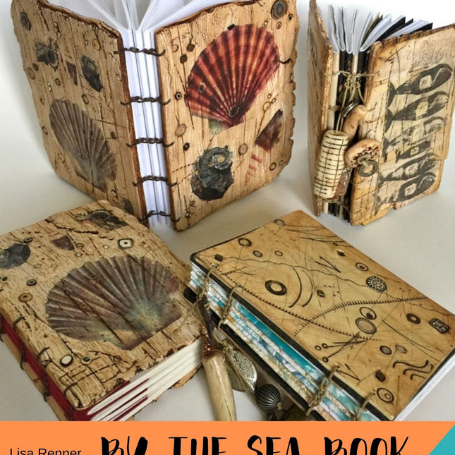 By the Sea Coptic Book binding Image Transfer polymer clay tutorial with Lisa Renner - Create Along 