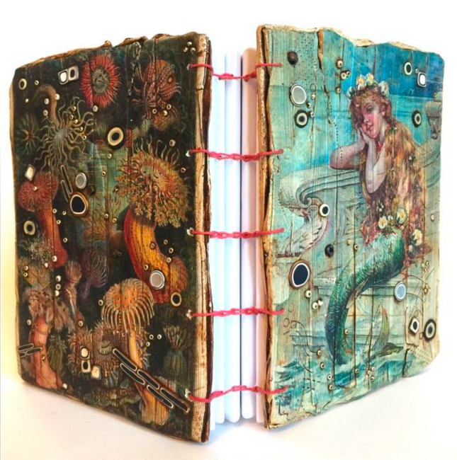 By the Sea Coptic Book binding Image Transfer polymer clay tutorial with Lisa Renner - Create Along 