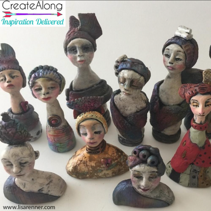 Wee Kins online workshop polymer clay art doll bust tutorial with Lisa Renner - Create Along 