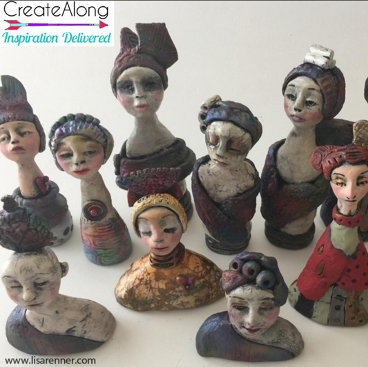 Wee Kins online workshop polymer clay art doll bust tutorial with Lisa Renner