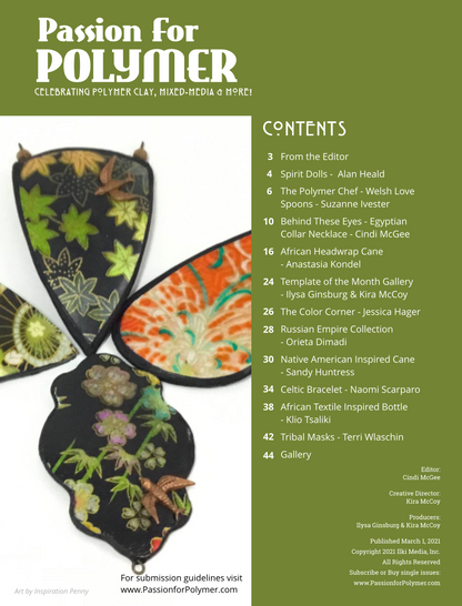 Ethnic Inspirations - DIGITAL March 2021 Passion for Polymer clay magazine- PDF download - Create Along 