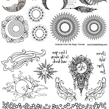 Digital Celestial Image Transfer PDF for creating images on raw polymer clay and for use with Magic Transfer Paper - Create Along 