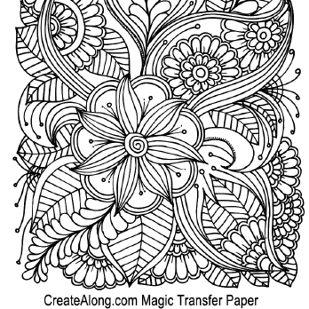 Digital Floral Fantasia Image Transfer PDF for creating images on raw polymer clay and for use with Magic Transfer Paper - Create Along 