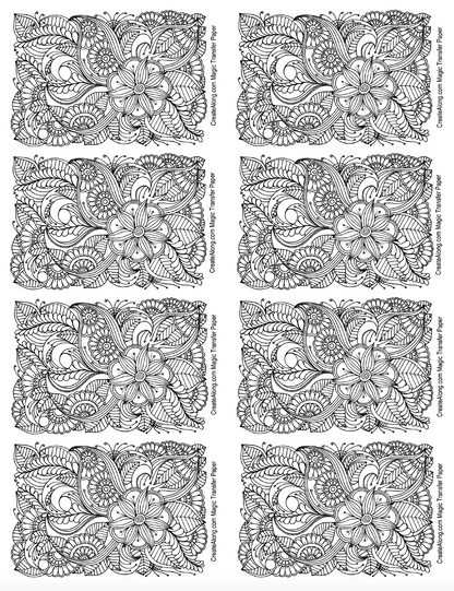 Digital Floral Fantasia Image Transfer PDF for creating images on raw polymer clay and for use with Magic Transfer Paper - Create Along 