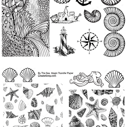 Digital By the Sea Image Transfer PDF for creating images on raw polymer clay and for use with Magic Transfer Paper - Create Along 