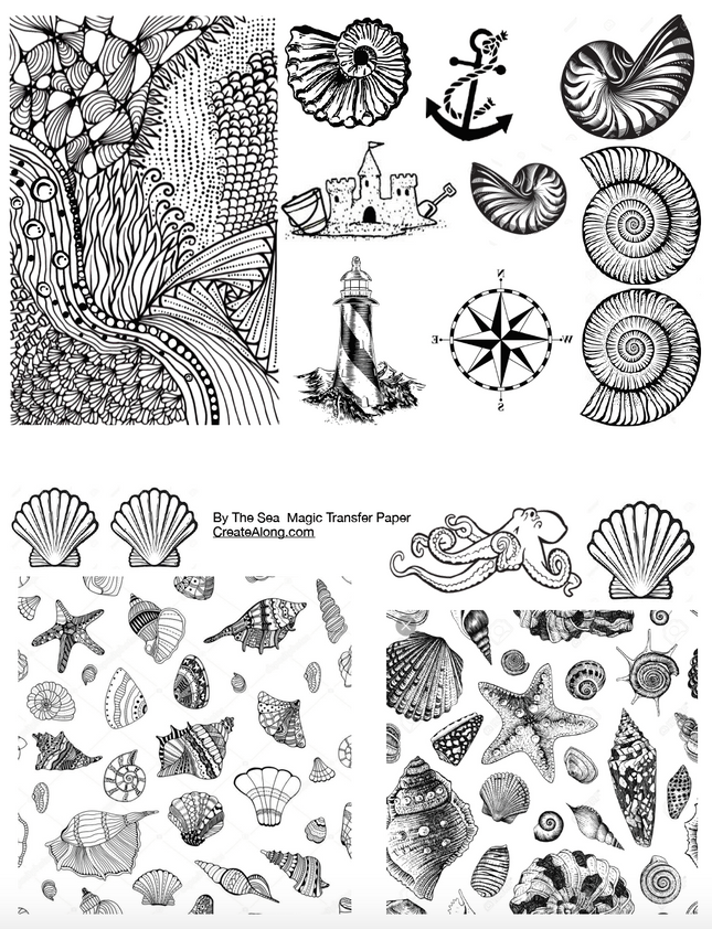 Digital By the Sea Image Transfer PDF for creating images on raw polymer clay and for use with Magic Transfer Paper - Create Along 