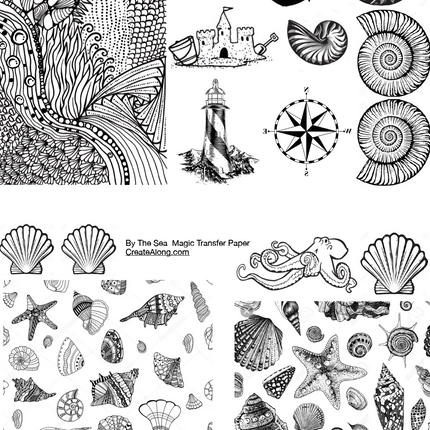 Digital By the Sea Image Transfer PDF for creating images on raw polymer clay and for use with Magic Transfer Paper - Create Along 