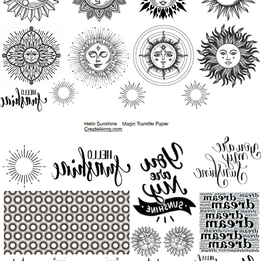 Digital Hello Sunshine Transfer PDF for creating images on raw polymer clay and for use with Magic Transfer Paper
