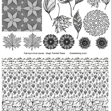 Digital Autumn Leaves Transfer PDF for creating images on raw polymer clay and for use with Magic Transfer Paper - Create Along 