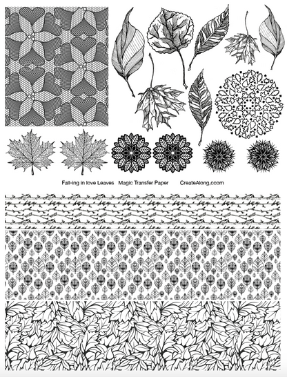 Digital Autumn Leaves Transfer PDF for creating images on raw polymer clay and for use with Magic Transfer Paper - Create Along 