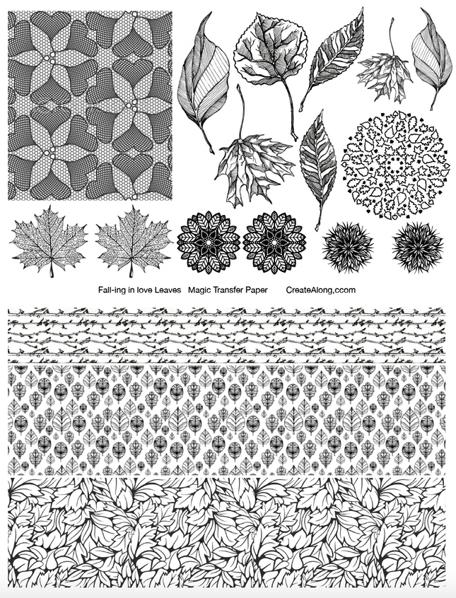 Digital Autumn Leaves Transfer PDF for creating images on raw polymer clay and for use with Magic Transfer Paper - Create Along 