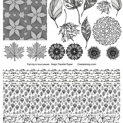 Digital Autumn Leaves Transfer PDF for creating images on raw polymer clay and for use with Magic Transfer Paper - Create Along 