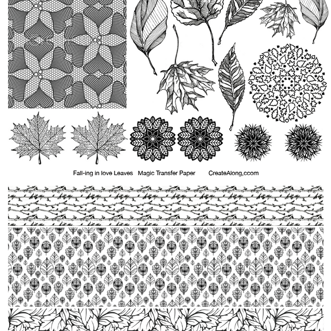 Digital Autumn Leaves Transfer PDF for creating images on raw polymer clay and for use with Magic Transfer Paper - Create Along 