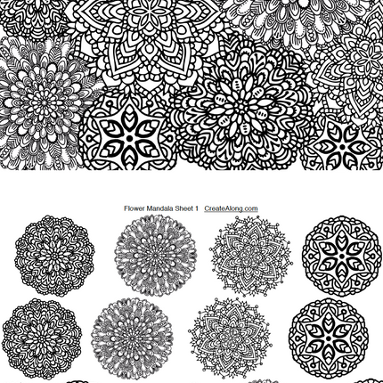 Digital Flower Mandalas Image Transfer PDF for creating images on raw polymer clay and for use with Magic Transfer Paper - Create Along 