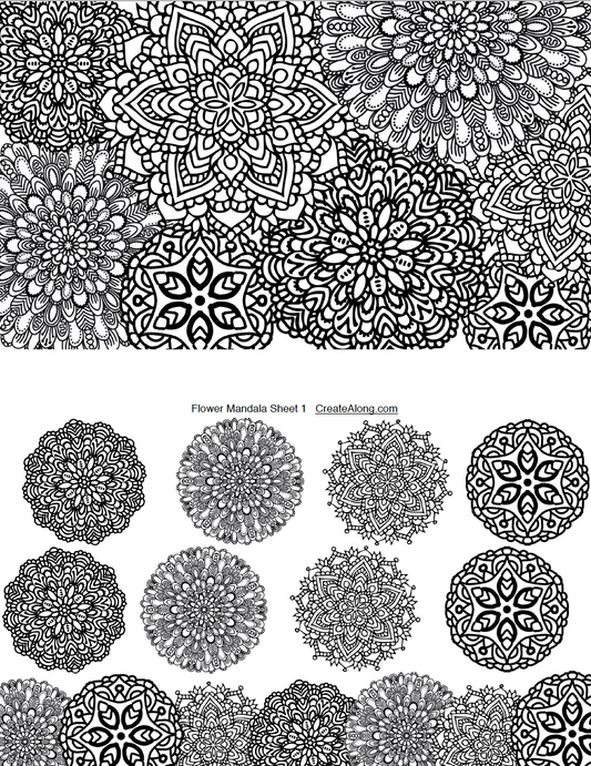 Digital Flower Mandalas Image Transfer PDF for creating images on raw polymer clay and for use with Magic Transfer Paper