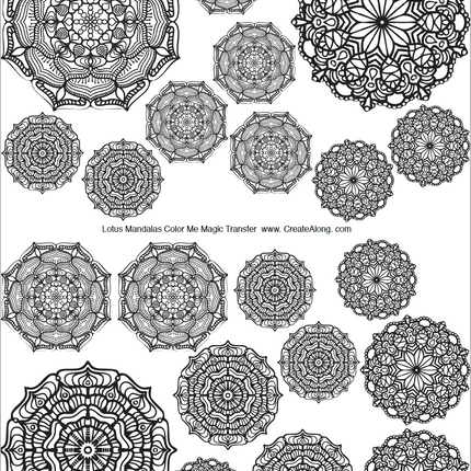 Digital Lotus Mandalas Image Transfer PDF for creating images on raw polymer clay and for use with Magic Transfer Paper - Create Along 