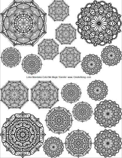Digital Lotus Mandalas Image Transfer PDF for creating images on raw polymer clay and for use with Magic Transfer Paper - Create Along 