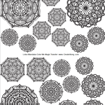 Digital Lotus Mandalas Image Transfer PDF for creating images on raw polymer clay and for use with Magic Transfer Paper - Create Along 