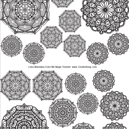 Digital Lotus Mandalas Image Transfer PDF for creating images on raw polymer clay and for use with Magic Transfer Paper - Create Along 
