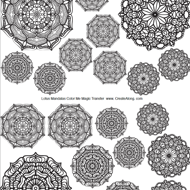 Digital Lotus Mandalas Image Transfer PDF for creating images on raw polymer clay and for use with Magic Transfer Paper - Create Along 