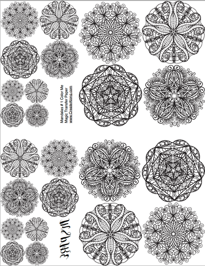 Digital Mandalas #1 Image Transfer PDF for creating images on raw polymer clay and for use with Magic Transfer Paper - Create Along 