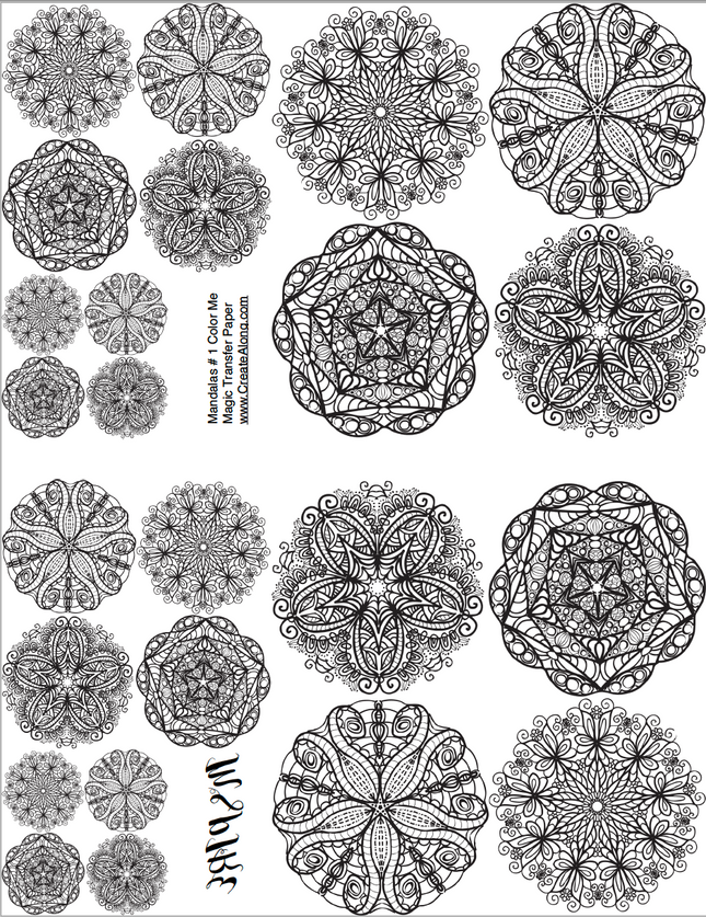 Digital Mandalas #1 Image Transfer PDF for creating images on raw polymer clay and for use with Magic Transfer Paper - Create Along 