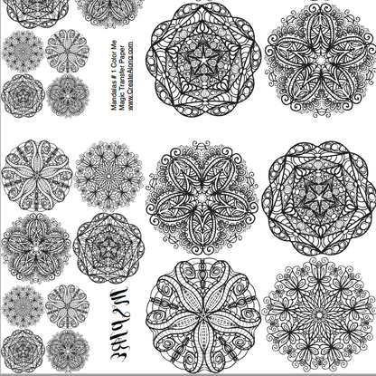 Digital Mandalas #1 Image Transfer PDF for creating images on raw polymer clay and for use with Magic Transfer Paper - Create Along 