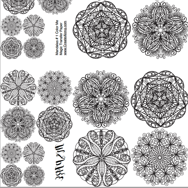 Digital Mandalas #1 Image Transfer PDF for creating images on raw polymer clay and for use with Magic Transfer Paper - Create Along 