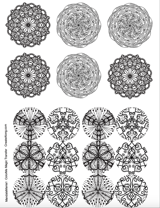 Digital Mandala Mania Image Transfer PDF for creating images on raw polymer clay and for use with Magic Transfer Paper - Create Along 