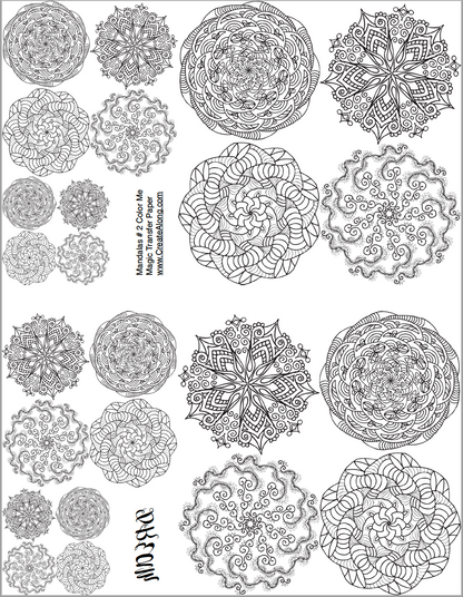 Digital Mandalas #2 Image Transfer PDF for creating images on raw polymer clay and for use with Magic Transfer Paper - Create Along 