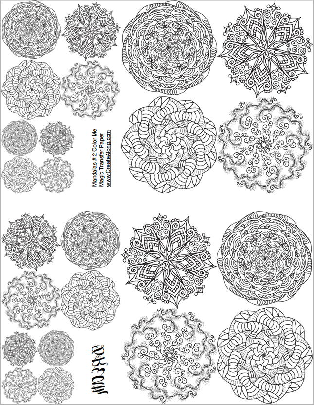 Digital Mandalas #2 Image Transfer PDF for creating images on raw polymer clay and for use with Magic Transfer Paper - Create Along 