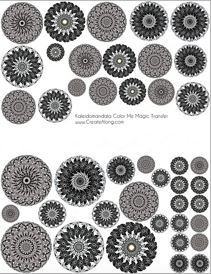 Digital Kaleidomandalas Image Transfer PDF for creating images on raw polymer clay and for use with Magic Transfer Paper - Create Along 