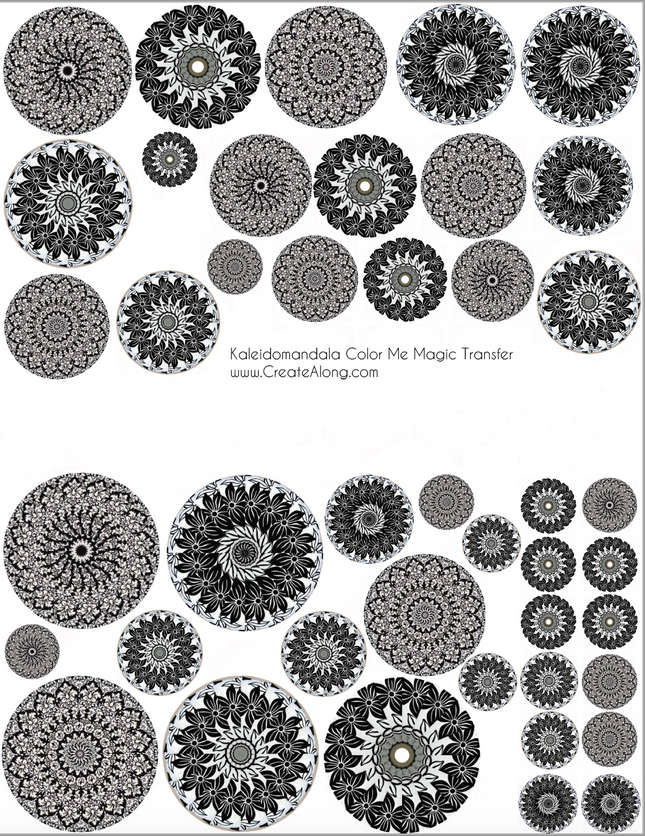 Digital Kaleidomandalas Image Transfer PDF for creating images on raw polymer clay and for use with Magic Transfer Paper - Create Along 