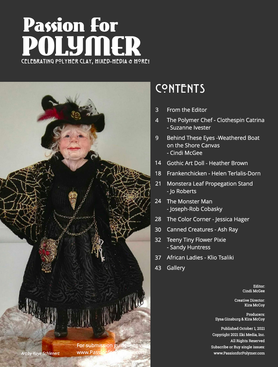 Sculpture & Halloween Tutorials Magazine: October 2021 Passion for Polymer Clay DIGITAL Downloadable PDF