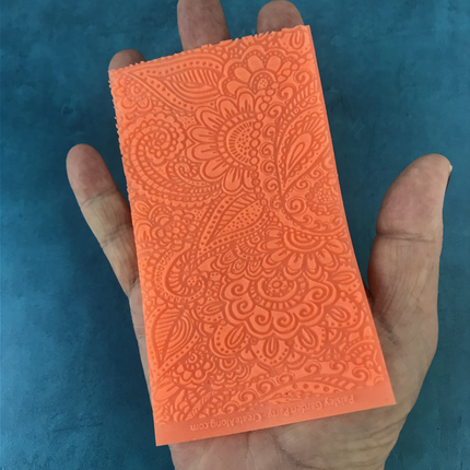 Flower Riot Texture Mat Silicone rubber Stamp for polymer clay paper Gelli plate and resin - Create Along 