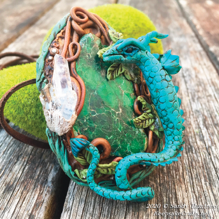 Make an Enchanted Mixed-Media Sculpted Dragon Polymer Clay Pendant Online Workshop with Sandy Huntress - Create Along 