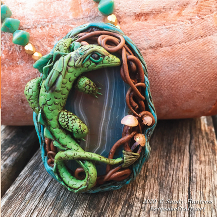 Make an Enchanted Mixed-Media Sculpted Dragon Polymer Clay Pendant Online Workshop with Sandy Huntress - Create Along 
