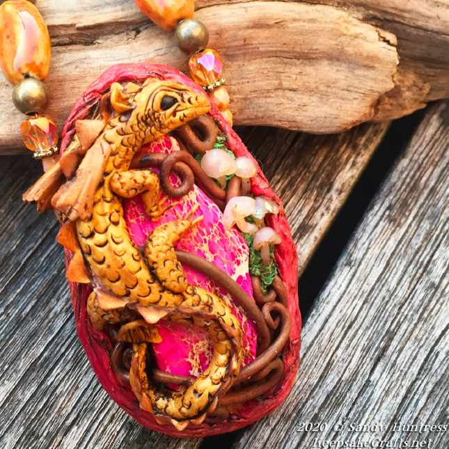 Make an Enchanted Mixed-Media Sculpted Dragon Polymer Clay Pendant Online Workshop with Sandy Huntress - Create Along 