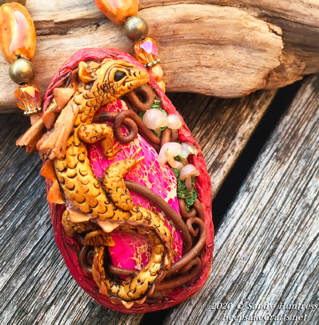 Make an Enchanted Mixed-Media Sculpted Dragon Polymer Clay Pendant Online Workshop with Sandy Huntress - Create Along 