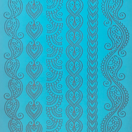 Silkscreen Stencil Henna Borders For Crafting, art jewelry, Polymer Clay + Mixed Media - Create Along 