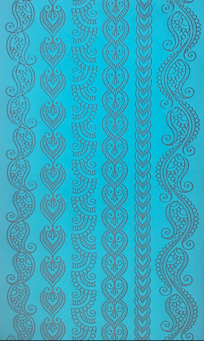 Silkscreen Stencil Henna Borders For Crafting, art jewelry, Polymer Clay + Mixed Media - Create Along 
