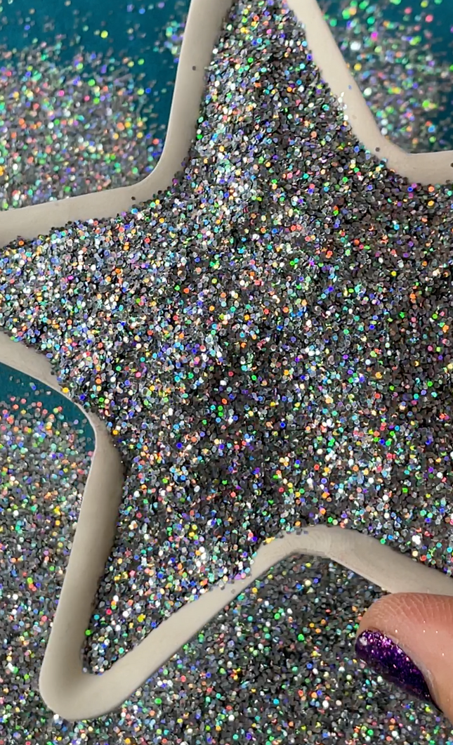 Super Silver Holographic Glitter for pens candles earrings clay resin mugs slime tumblers nail art 2 oz - Create Along 