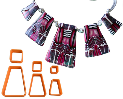Dangles graduated Collar necklace Jewelry Sized set of 6 Polymer Clay Cutters - Create Along 