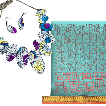 Syn’s #8 Mid Century Mod circles Square geometric Silkscreen For Crafting Polymer Clay + Mixed Media - Create Along 