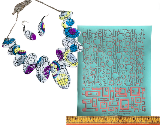 Syn’s #8 Mid Century Mod circles Square geometric Silkscreen For Crafting Polymer Clay + Mixed Media