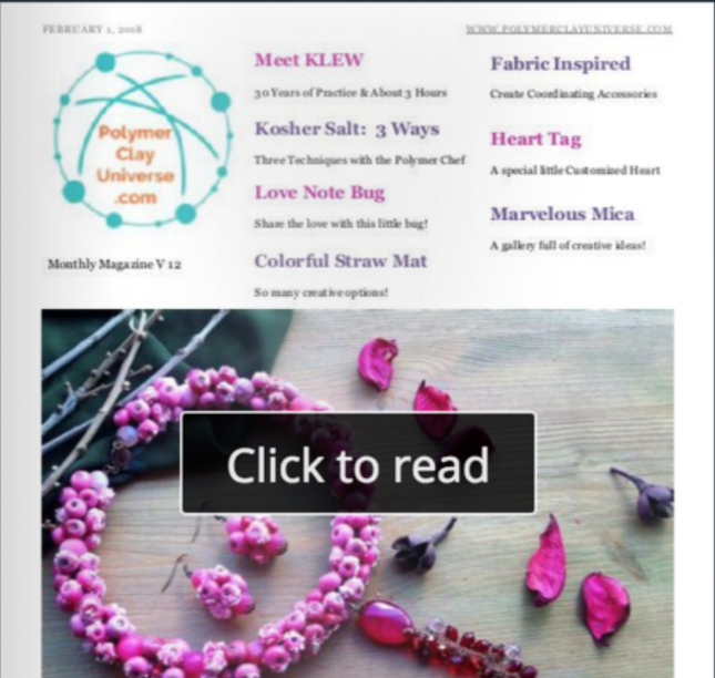 5 Polymer Clay Tutorials in PCU February 2018 Monthly Magazine - Create Along 